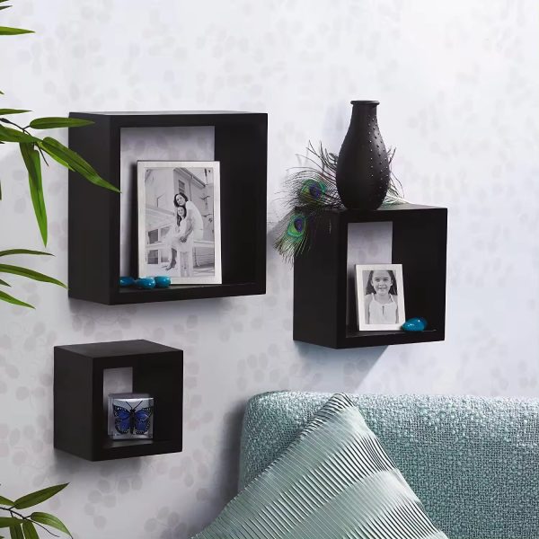 Black Square Wall Shelf - Image 2