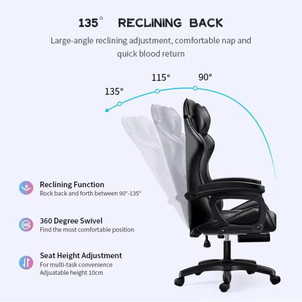 Luxury Gaming / Ergonomic Office Chair with Footrest - Image 7