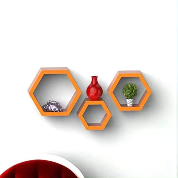 Hexagon Wall Shelf - Orange - Image 5