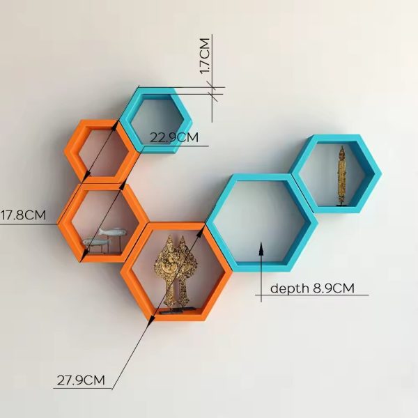 Hexagon Wall Shelf - Blue - Image 3