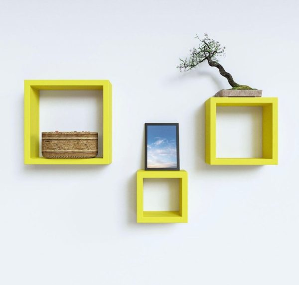 Yellow Square Wall Shelf