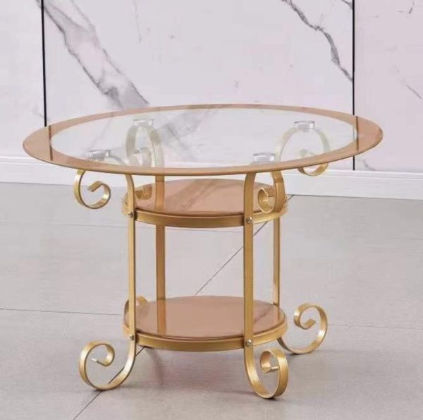 Round Glass Table with Gold Stand