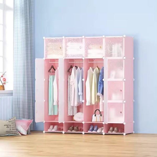 DIY 16 Cubes Plastic Foldable Wardrobe - Plain Front Door