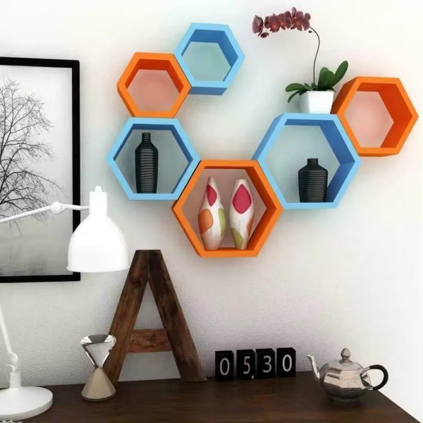 Hexagon Wall Shelf - Blue - Image 4