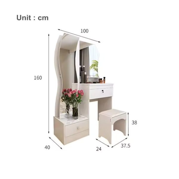 Modern S-Shaped Dressing Mirror with Storage - White - Image 5