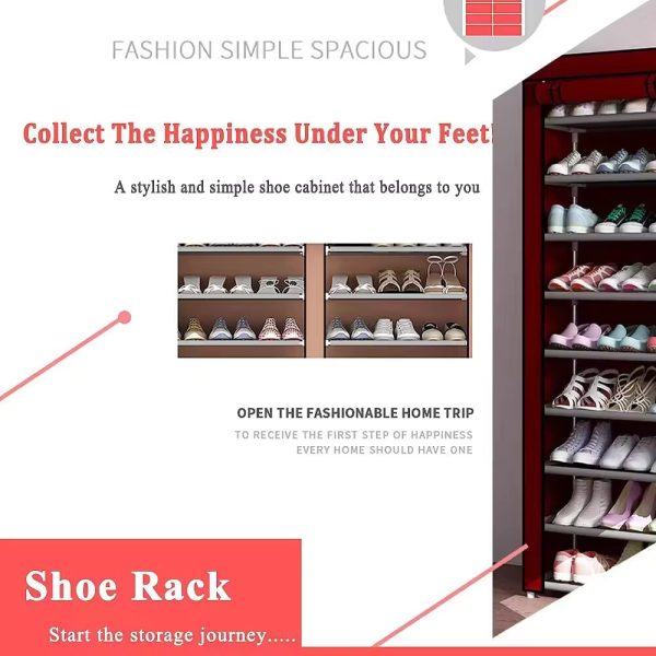 10 Tier DIY Foldable Canvas Shoe Rack - Image 4