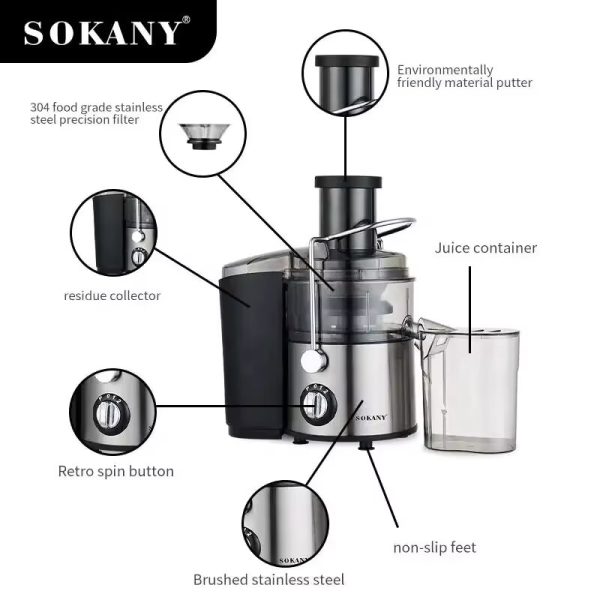 SOKANY 4 in 1 Stainless Steel Juicer - Image 4