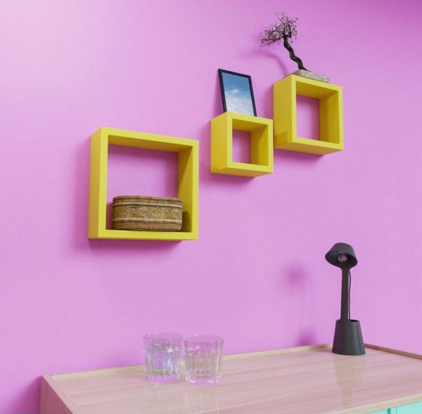 Yellow Square Wall Shelf - Image 4