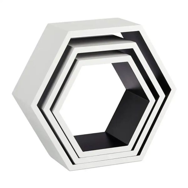 Hexagon Wall Shelf - White with black inner - Image 2