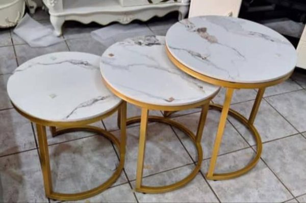 Modern 3-Piece Nesting Coffee Table Set (Gold) - Image 2