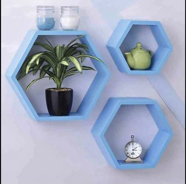 Hexagon Wall Shelf - Blue - Image 2