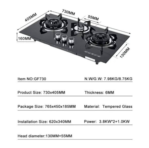 3 Burner Gas Cooktop - Auto-ignition - Image 5