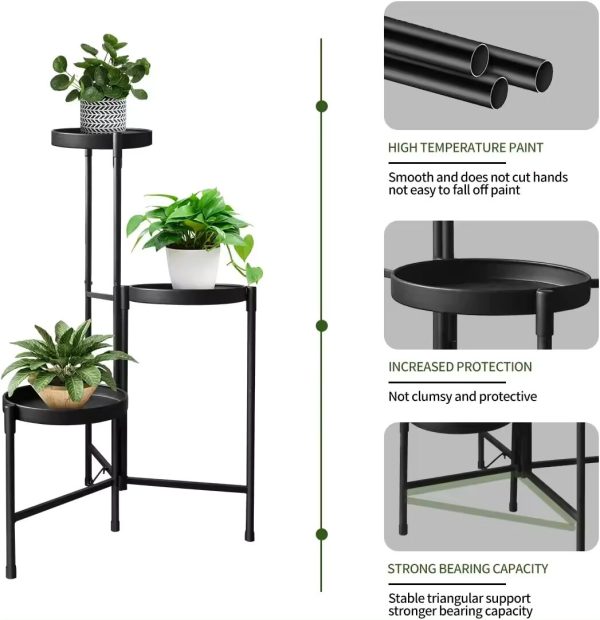 3 Tier Multifunctional Black Flower Pot Stand - Image 4