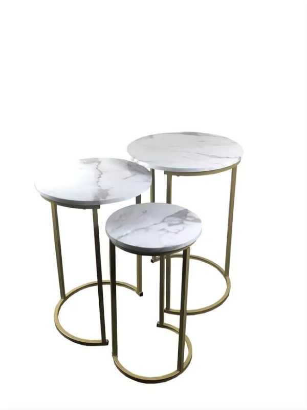 Modern 3-Piece Nesting Coffee Table Set (Gold) - Image 5