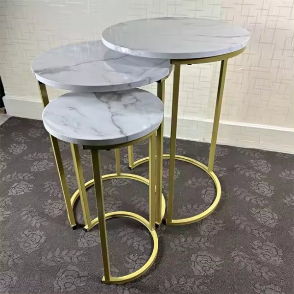 Modern 3-Piece Nesting Coffee Table Set (Gold) - Image 3