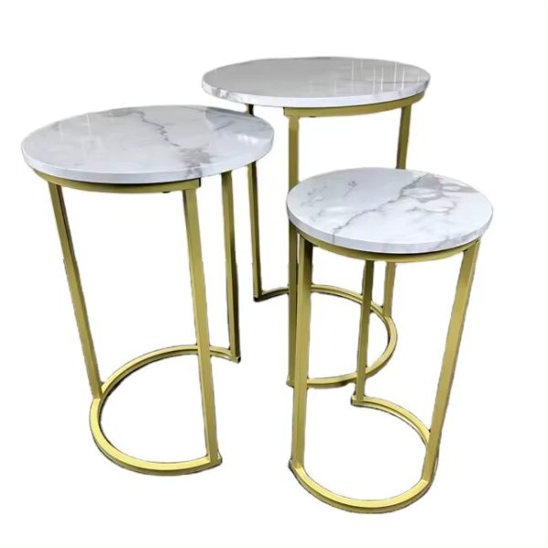 Modern 3-Piece Nesting Coffee Table Set (Gold) - Image 4