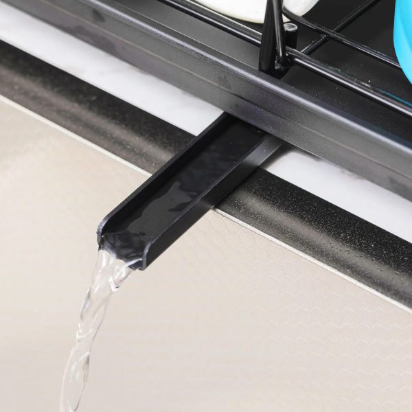 2 Tier Black Metal Stainless Steel Dish Drainer Rack - Image 3